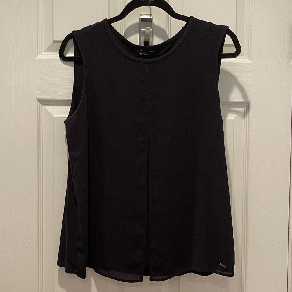 AX Armani Exchange Jersey Blouse with Chiffon Top - Size Large
